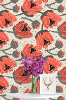 Elegant Hand Drawn Poppies Wallpaper Chic