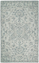 Traditional Silver and Ivory Hand Tufted Wool 5x8 Textured Loop Area Rug