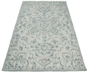 Traditional Silver and Ivory Hand Tufted Wool 5x8 Textured Loop Area Rug
