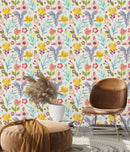 Hand Illustrated Floral Pattern Wallpaper