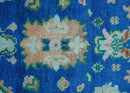 Hand knotted 2.6x6 Blue Traditional Oushak Design Wool Area Rug