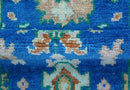 Hand knotted 2.6x6 Blue Traditional Oushak Design Wool Area Rug