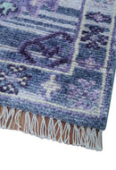 Hand knotted 2.6x8 Purple transitional geometrical Design Wool Area Rug