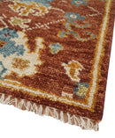Hand Knotted 2x3 Rust, Blue and Ivory Traditional Antique Persian Design Wool Rug | TRDCP79923