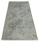 Hand Knotted 2x4 Gray And Beige Traditional Vintage Persian Wool Rug