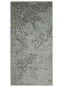Hand Knotted 2x4 Gray And Beige Traditional Vintage Persian Wool Rug