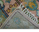 Hand knotted 2x6 Peach And Green Traditional Oushak Design Wool Area Rug