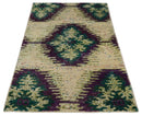 Hand Knotted 4x6 Beige and Green Persian Recycled Silk Area Rug