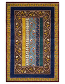 Hand Knotted 4x6 Multicolor Striped Wool Southwestern Lori Gabbeh Rug