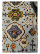 Hand Knotted 4x6 Silver, Mustard and Gold Persian Oushak Recycled Silk Area Rug
