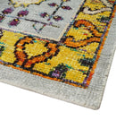 Hand Knotted 4x6 Silver, Mustard and Gold Persian Oushak Recycled Silk Area Rug