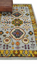 Hand Knotted 4x6 Silver, Mustard and Gold Persian Oushak Recycled Silk Area Rug