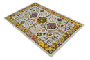 Hand Knotted 4x6 Silver, Mustard and Gold Persian Oushak Recycled Silk Area Rug