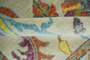Vibrant colorful Beige, Rust, Blue and Mustard Hand Knotted Traditional Oushak Multi Size wool Area Rug