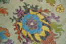 Vibrant colorful Beige, Rust, Blue and Mustard Hand Knotted Traditional Oushak Multi Size wool Area Rug