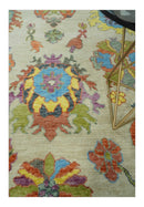 Vibrant colorful Beige, Rust, Blue and Mustard Hand Knotted Traditional Oushak Multi Size wool Area Rug