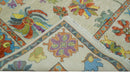 Vibrant colorful Beige, Rust, Blue and Mustard Hand Knotted Traditional Oushak Multi Size wool Area Rug