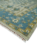 Tree of life Hand Knotted Traditional Beige and Blue Vintage Style Custom Made Wool Area Rug