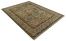Hand knotted All Wool Silver, Rust and Gray Traditional Antique Moss Oushak Multi Size wool Area Rug