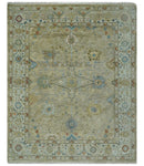 Hand Knotted Beige, Ivory and Gray Traditional Oushak Custom Made Wool Rug