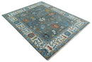 Hand Knotted Charcoal And Ivory Traditional Oushak Wool Area Rug