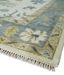 Hand Knotted Beige And Gray Traditional Oushak Wool Rug