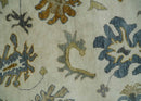 Hand Knotted Beige And Gray Traditional Oushak Wool Rug