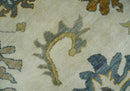 Hand Knotted Beige And Gray Traditional Oushak Wool Rug