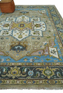 Custom Made Hand Knotted Ivory and Camel Traditional Heriz Wool Rug
