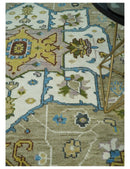Custom Made Hand Knotted Ivory and Camel Traditional Heriz Wool Rug