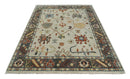 Hand Knotted Ivory and Charcoal Traditional Oriental Oushak Multi size Wool Area Rug