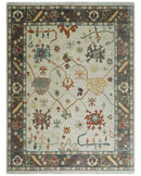 Hand Knotted Ivory and Charcoal Traditional Oriental Oushak Multi size Wool Area Rug