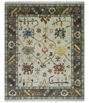 Hand Knotted Ivory and Charcoal Traditional Oriental Oushak Multi size Wool Area Rug