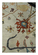 Hand Knotted Ivory and Charcoal Traditional Oriental Oushak Multi size Wool Area Rug