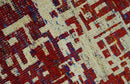 Hand Knotted 5x8 Rust and Blue Modern Abstract  Recycled Silk Area Rug
