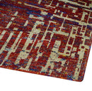 Hand Knotted 5x8 Rust and Blue Modern Abstract  Recycled Silk Area Rug