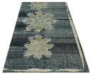 Hand Knotted 5x8 Charcoal And Beige Floral  Recycled Silk Area Rug