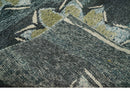 Hand Knotted 5x8 Charcoal And Beige Floral  Recycled Silk Area Rug