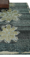 Hand Knotted 5x8 Charcoal And Beige Floral  Recycled Silk Area Rug