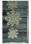Hand Knotted 5x8 Charcoal And Beige Floral  Recycled Silk Area Rug