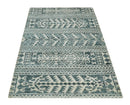 Hand Knotted 5x8 Ivory and Teal Modern Persian Style Contemporary Recycled Silk Area Rug | OP113