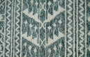 Hand Knotted 5x8 Ivory and Teal Modern Persian Style Contemporary Recycled Silk Area Rug | OP113