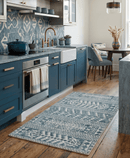 Hand Knotted 5x8 Ivory and Teal Modern Style Recycled Silk Area Rug