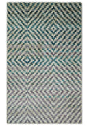 Hand Knotted 5x8 Ivory, Blue and Purple Geometric Style  Bamboo Silk Area Rug