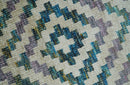 Hand Knotted 5x8 Ivory, Blue and Purple Geometric Style  Bamboo Silk Area Rug