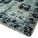 Hand Knotted 5x8 Ivory, Silver and Black Geometric Style Bamboo Silk Area Rug