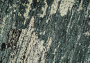 Hand Knotted 5x8 Ivory, moss green and Black Modern Abstract  Recycled Silk Area Rug