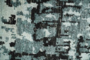 Hand Knotted 5x8 Ivory, Teal and Black Modern Abstract Recycled Silk Area Rug
