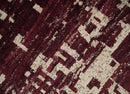 Hand Knotted 5x8 Maroon and Beige Modern Abstract Contemporary Recycled Silk Area Rug