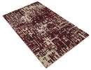 Hand Knotted 5x8 Maroon and Beige Modern Abstract Contemporary Recycled Silk Area Rug